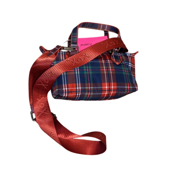 Betsey Johnson Red and Blue Plaid Nylon Crossbody NWT - Picture 6 of 7